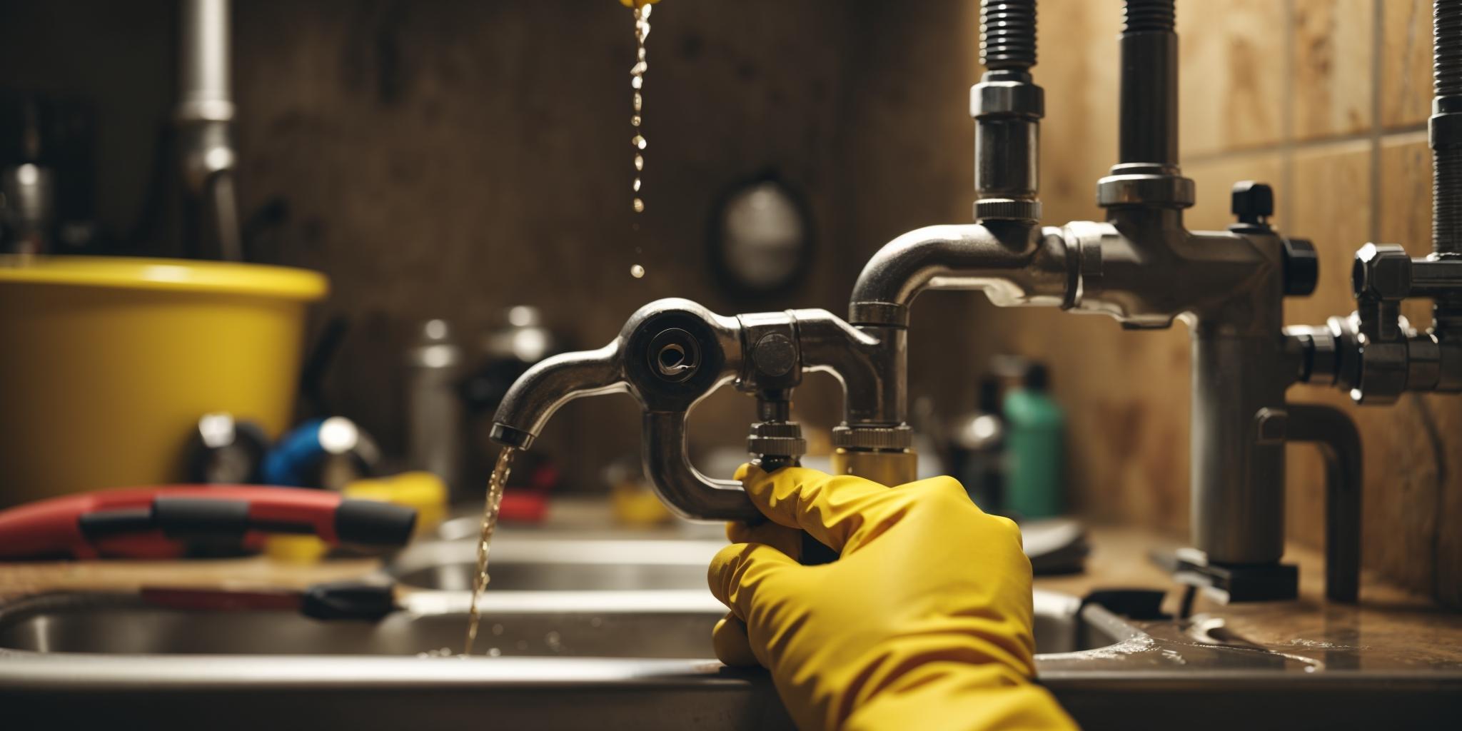 Regular plumbing maintenance: tightening a pipe fitting with a wrench.