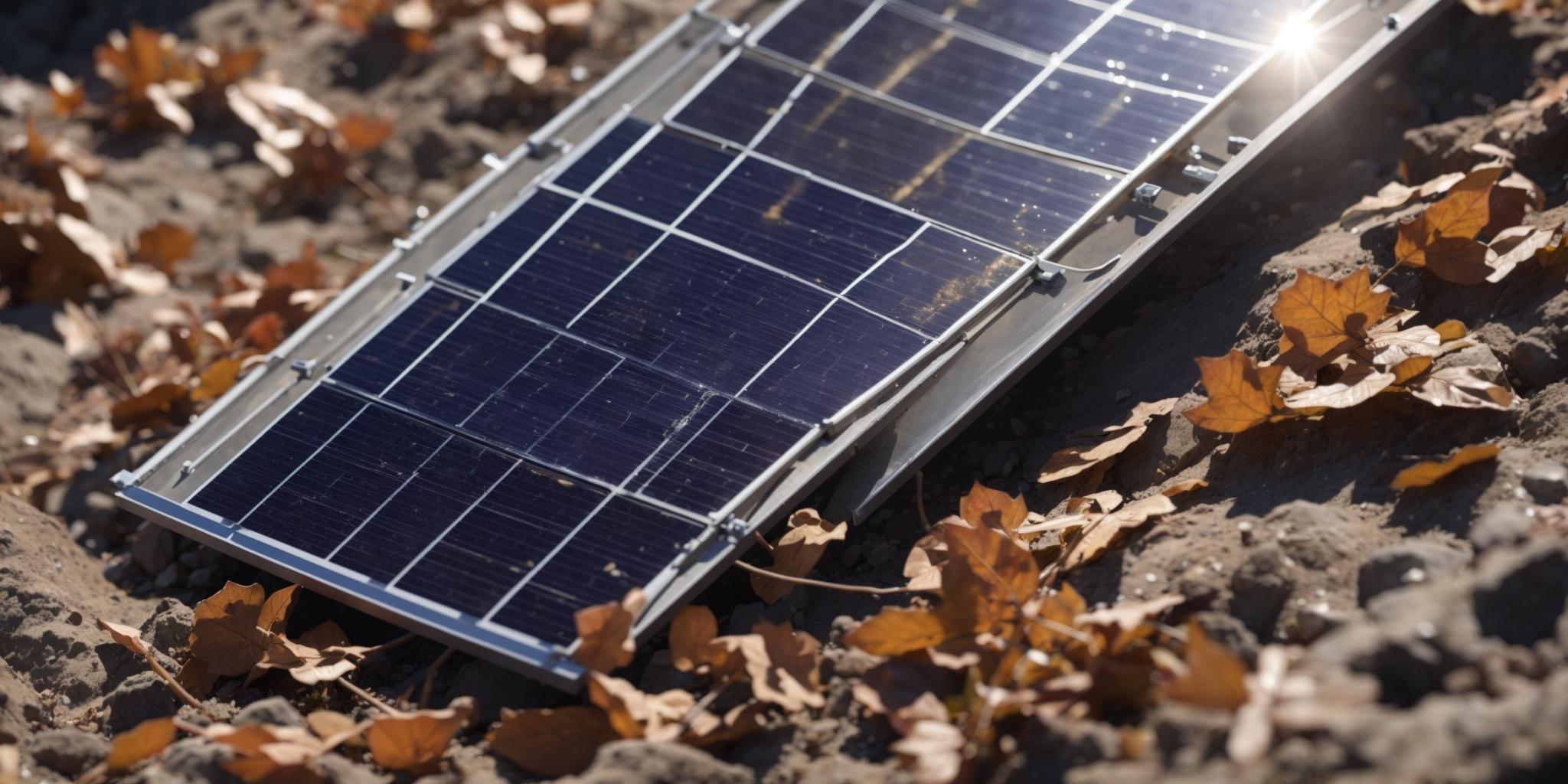 Panneau solaire recouvert de débris et de poussière, impactant son efficacité énergétique.