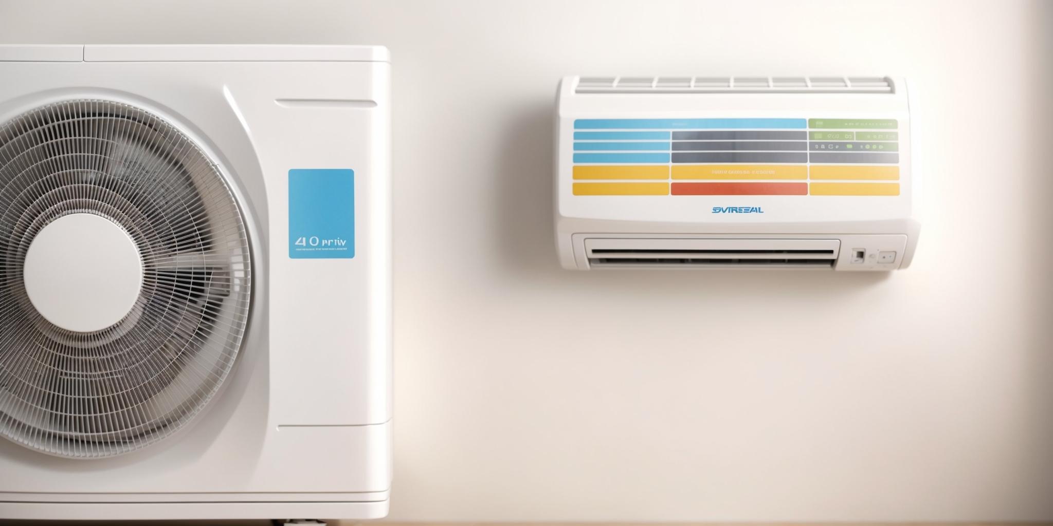 Climatiseur avec étiquette énergétique A+++ dans une pièce lumineuse avec une personne travaillant sur un ordinateur portable.