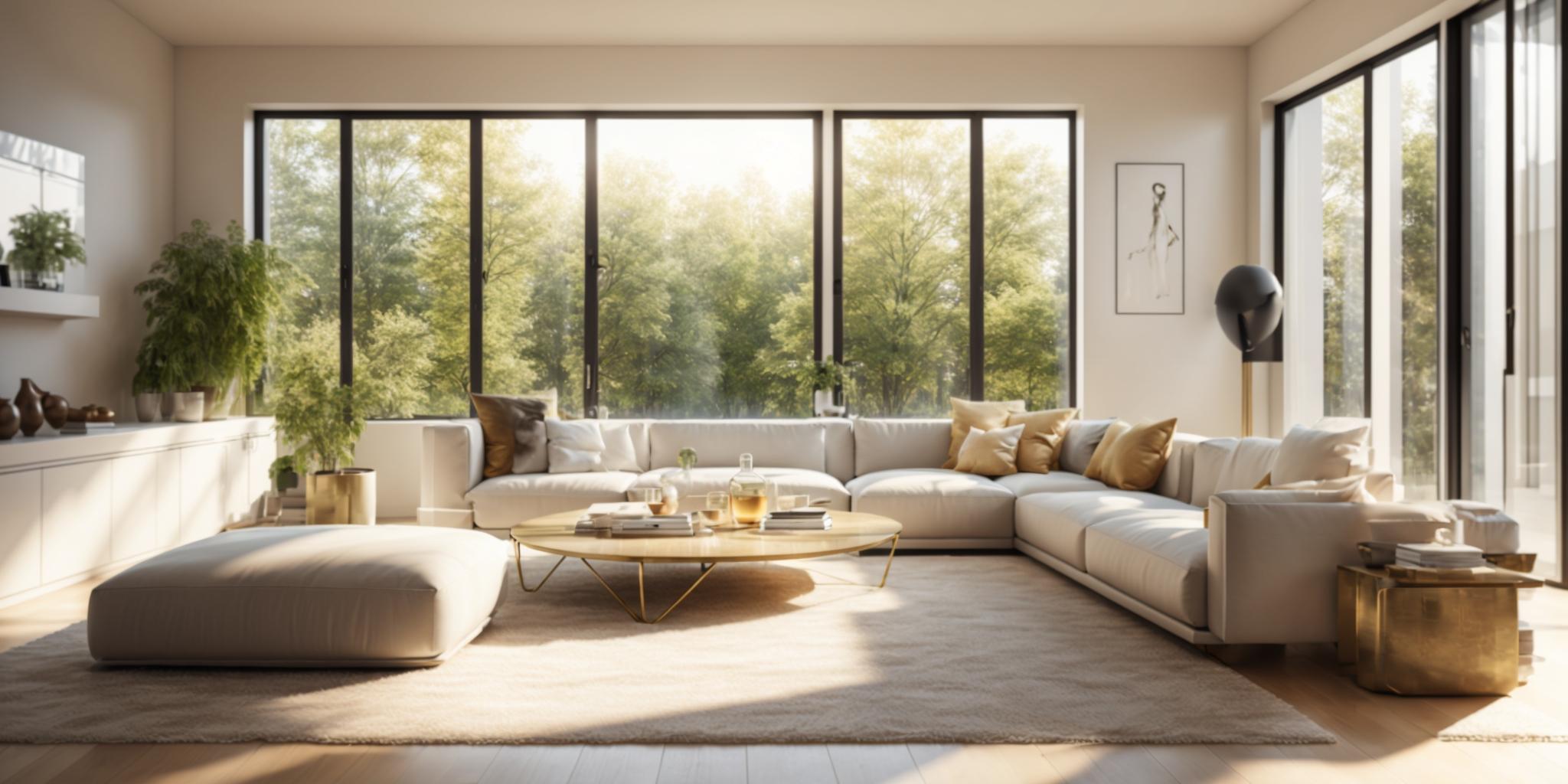 A modern living room with integrated smart home devices, showcasing the comfort and convenience of home automation.