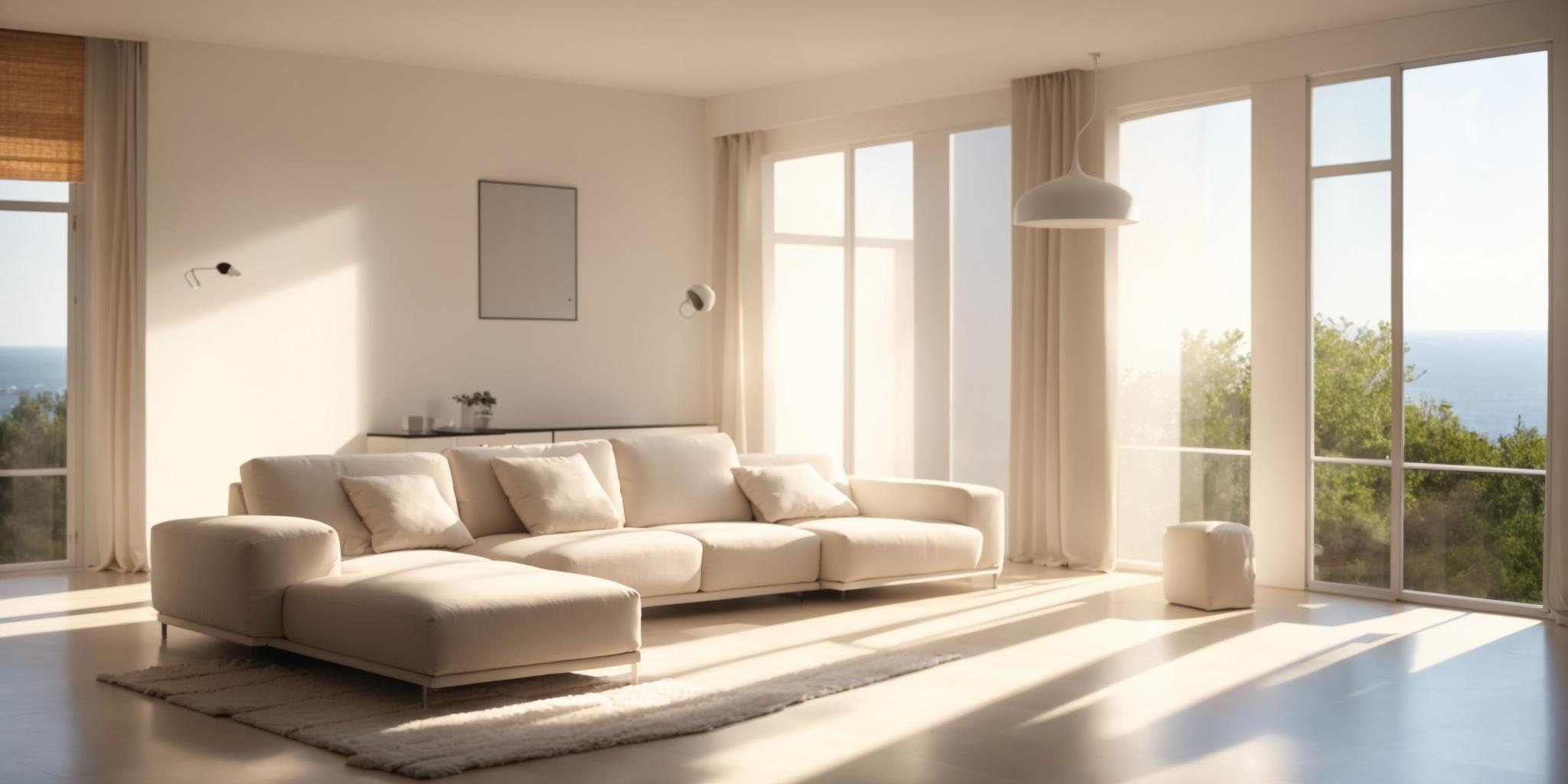 Salon confortable dans une maison corse avec climatisation installée
