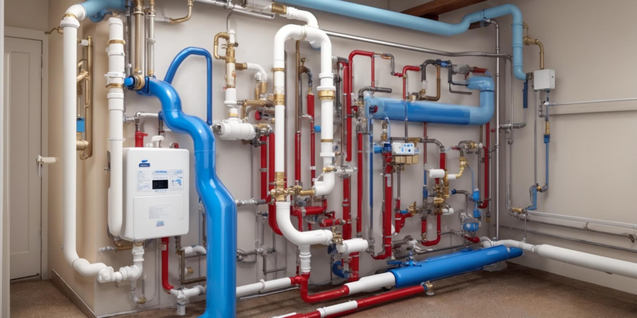 An illustrative view of a cutaway house, demonstrating how water flows through a plumbing system, differentiating between cold and hot water lines.