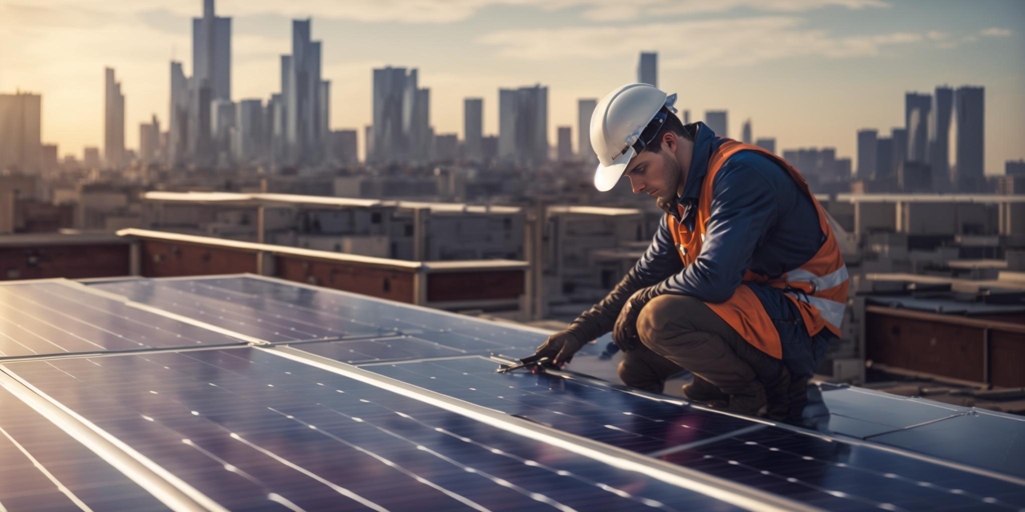 Vérification de l'état des panneaux solaires par un technicien