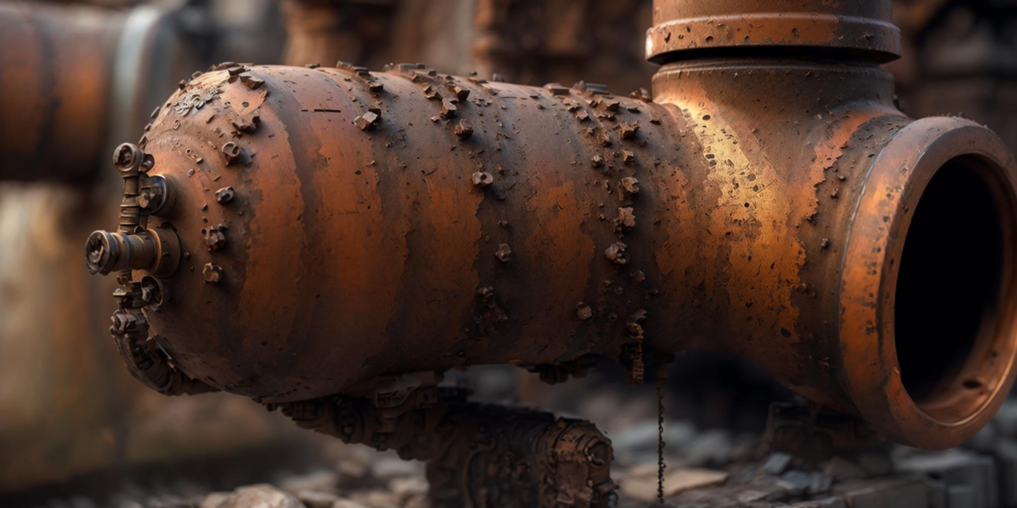 Gros plan d'un vieux tuyau d'eau rouillé montrant des signes de corrosion et d'usure