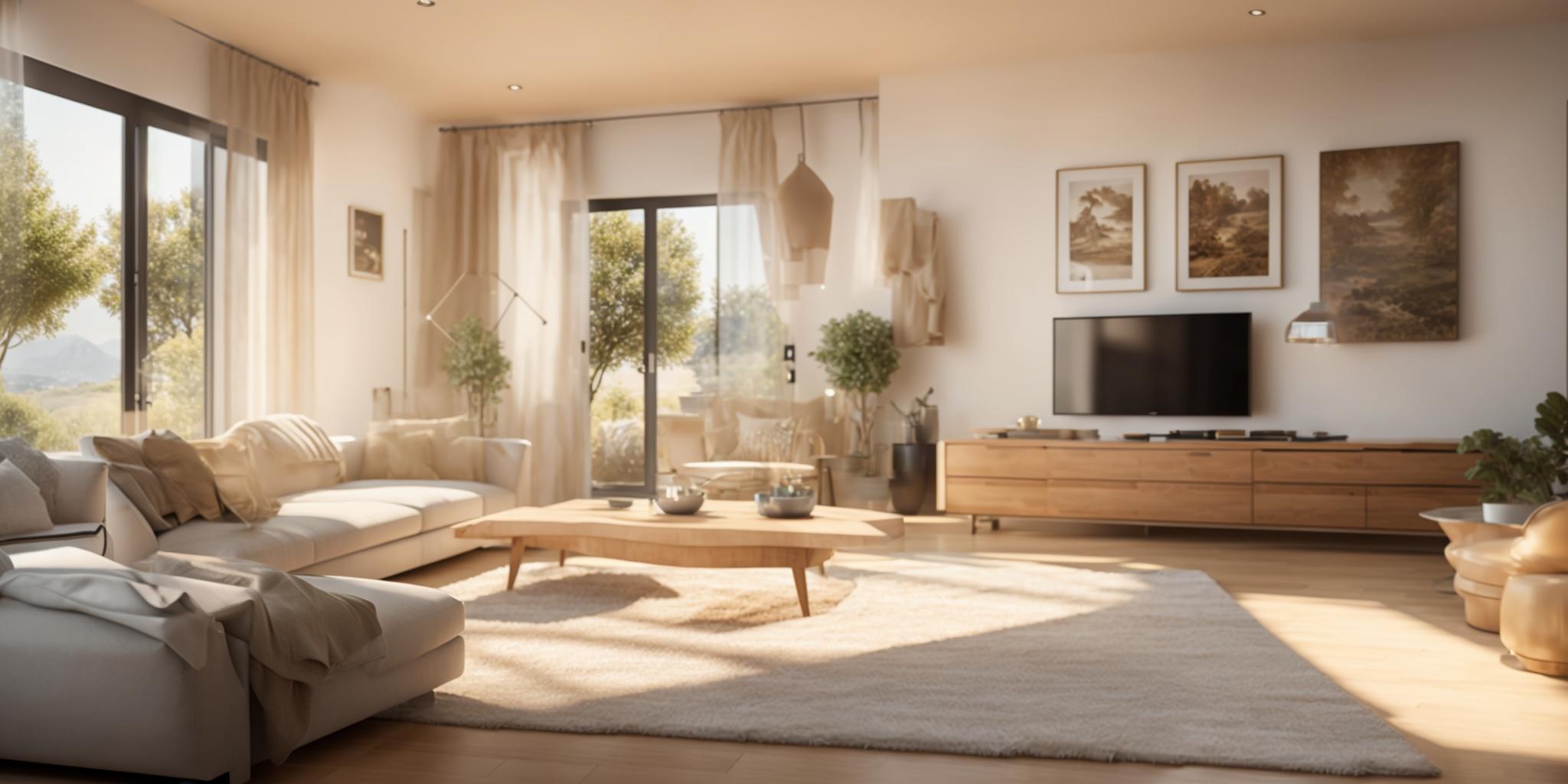 Modern living room in Porto-Vecchio featuring smart home devices for enhanced comfort and convenience.