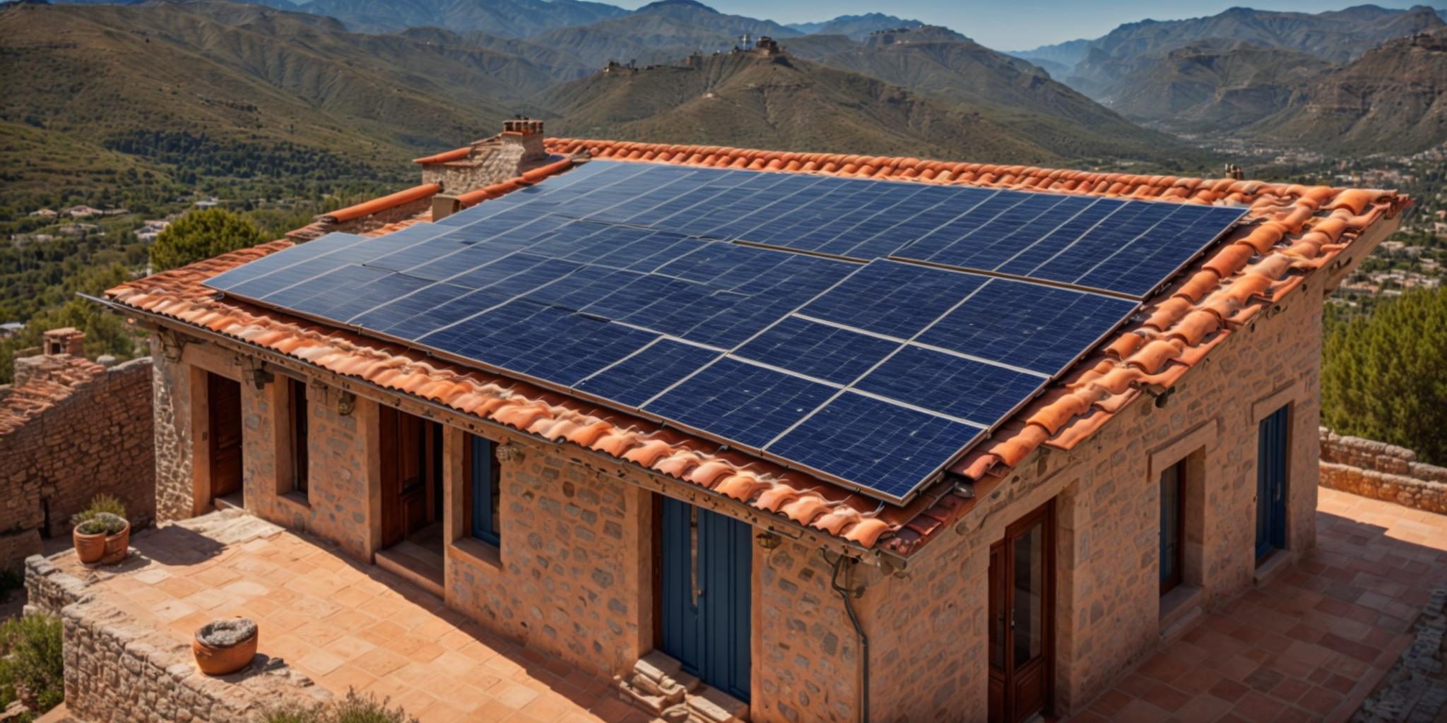 Aerial view of solar installation in stunning Corsican coastal landscape