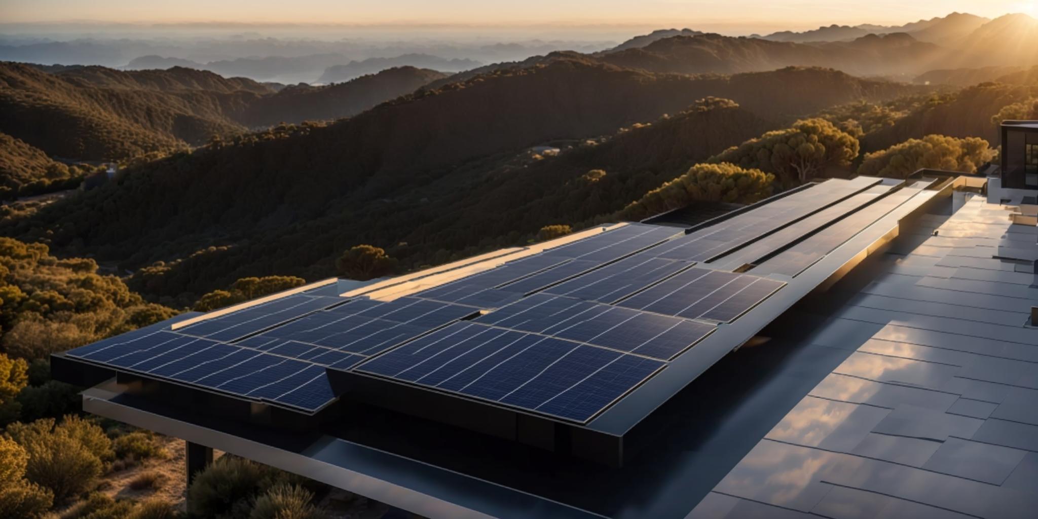 Modern solar panel installation on luxury Corsican villa rooftop