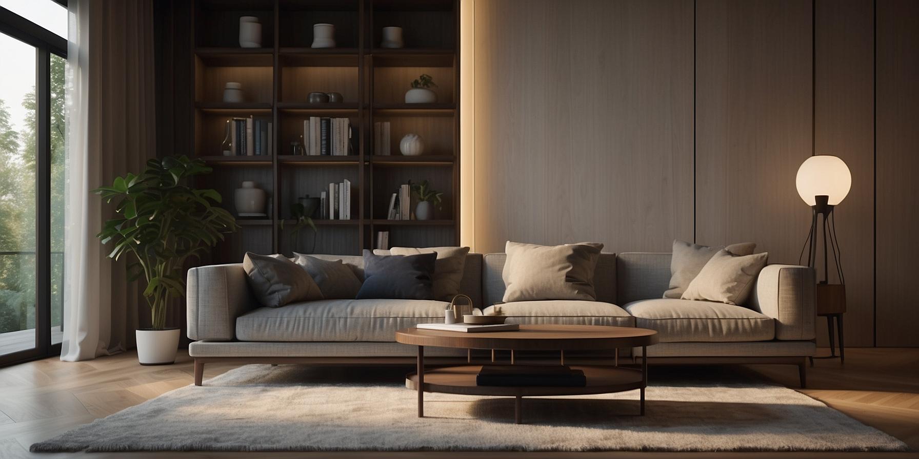 Smart home technology for comfort and convenience, featuring a robotic vacuum cleaner and smart lighting