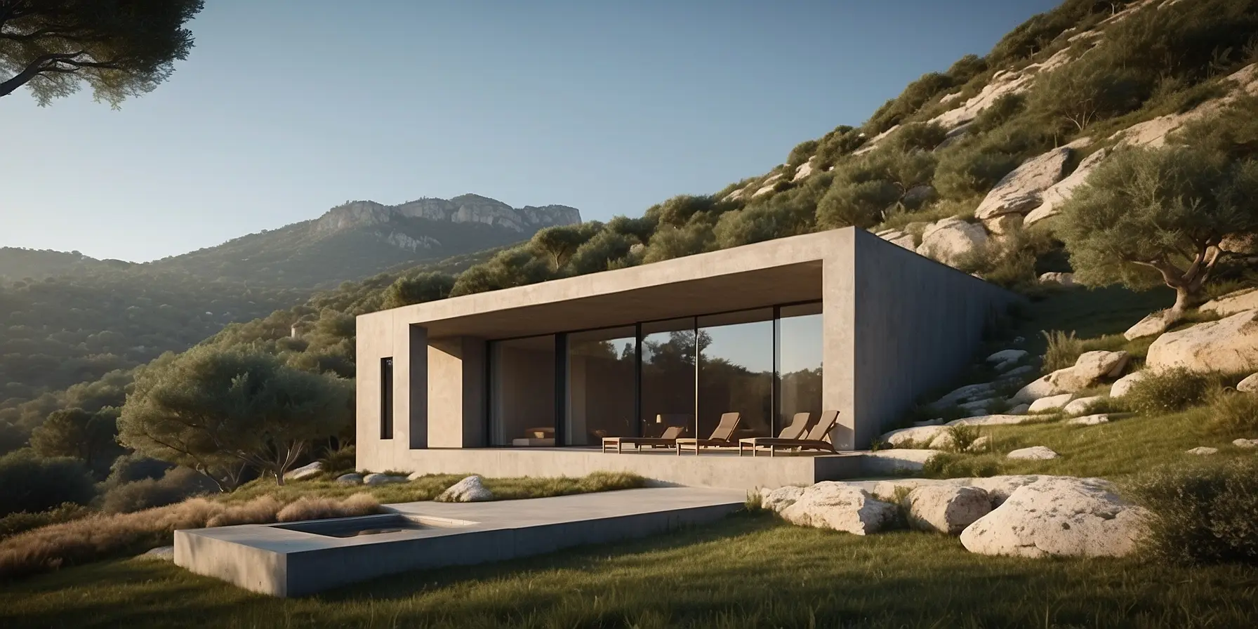 Maison corse avec panneaux solaires intégrés, promouvant un mode de vie durable.