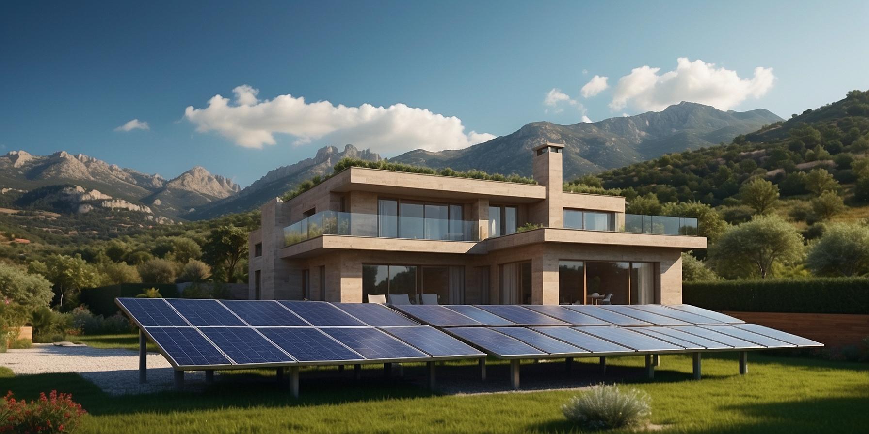 Solar panels on a modern house with smart energy management system