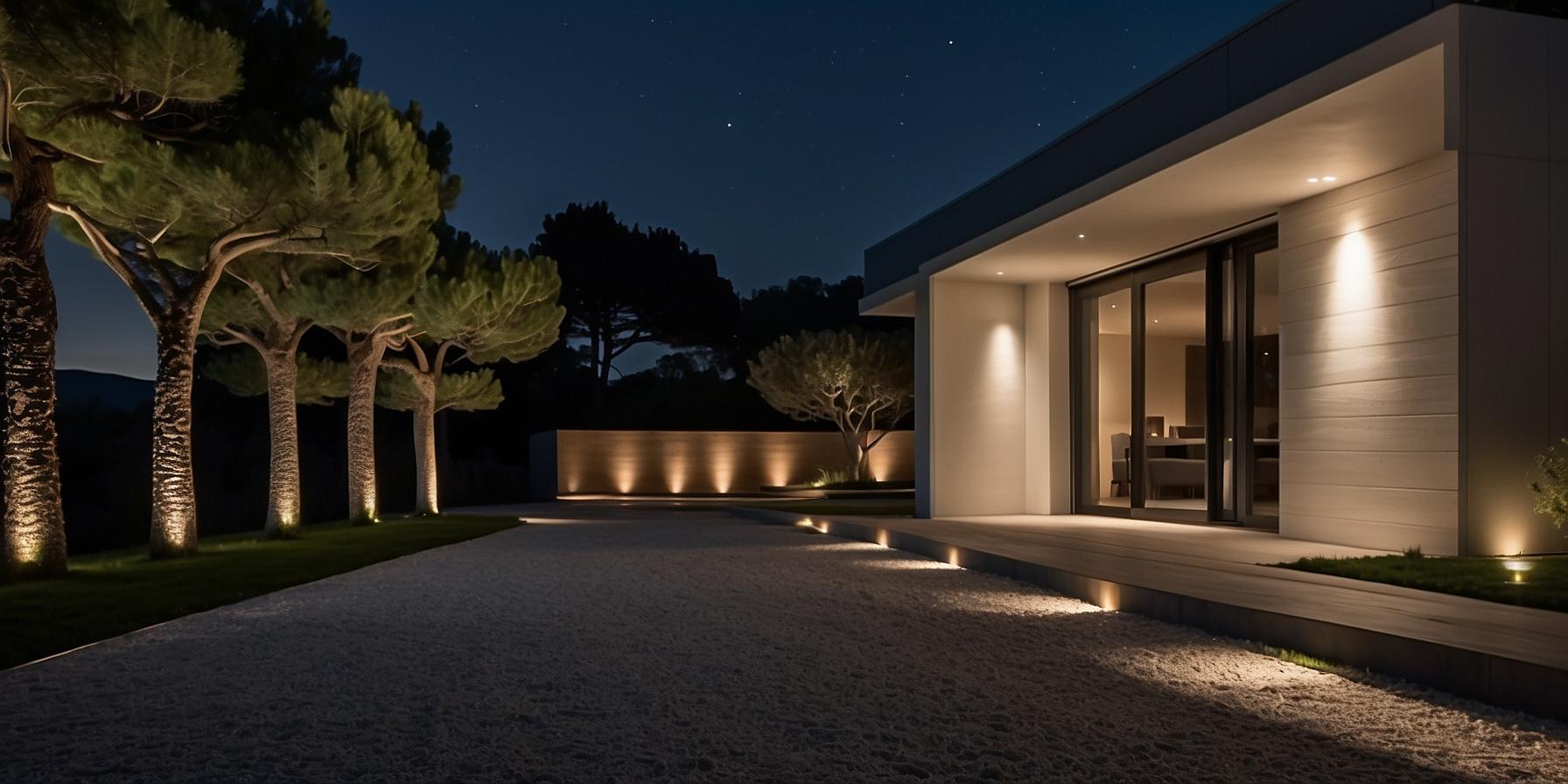 Éclairage de sécurité pour une maison à Porto-Vecchio : projecteurs à détecteur de mouvement et bornes lumineuses pour protéger votre propriété.