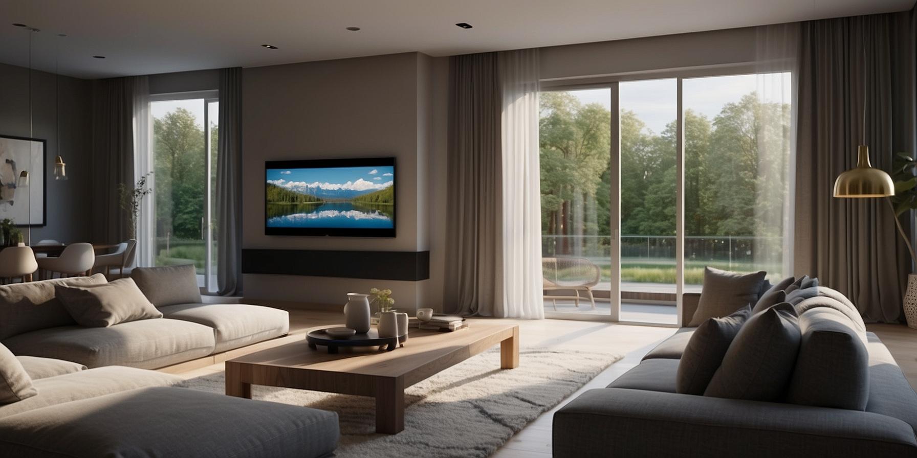 Smart home technology seamlessly integrated into a modern home in Corse. Home automation system controlling lighting, temperature, and entertainment for comfort and security.