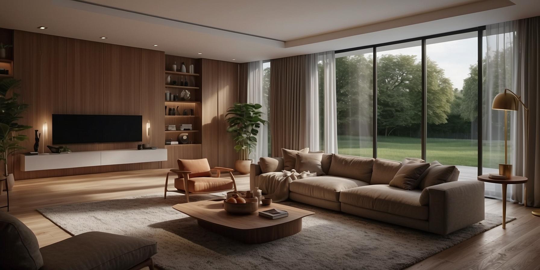 Smart home automating lighting and temperature for comfort, security, and energy savings. Modern Corse home with automated convenience.