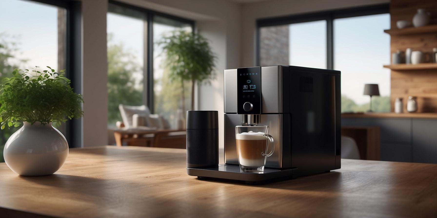 Smart home devices: smart lighting, thermostat, motorized blinds, security camera, and smart refrigerator. Explore the possibilities of home automation in Corse.