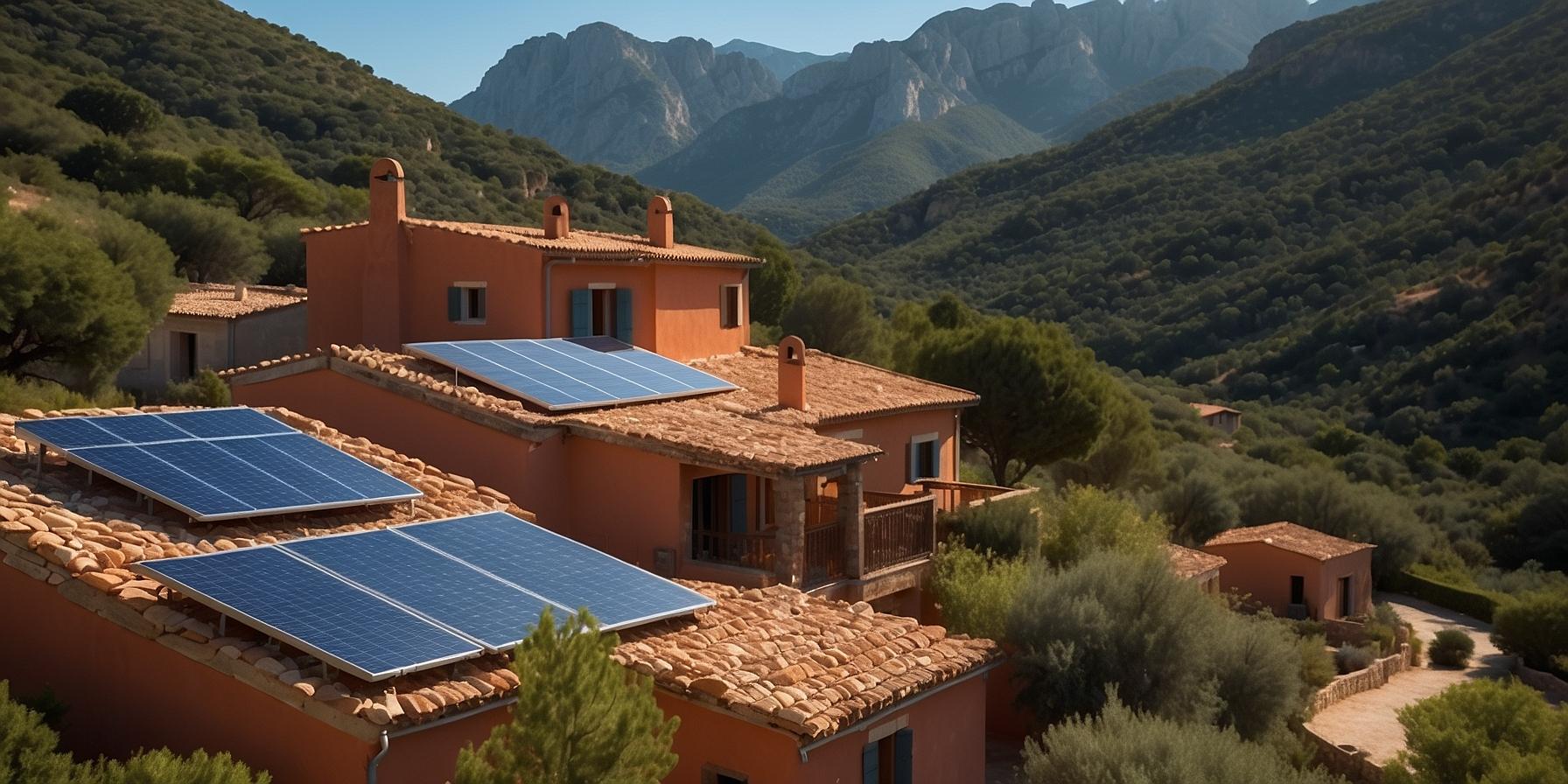 Panneaux solaires sur une maison corse, maximisant l'ensoleillement pour un rendement énergétique optimal.