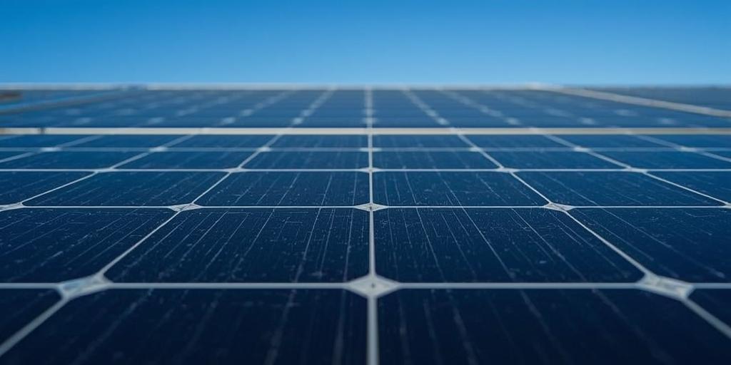 Detailed view of photovoltaic cells in a solar panel.