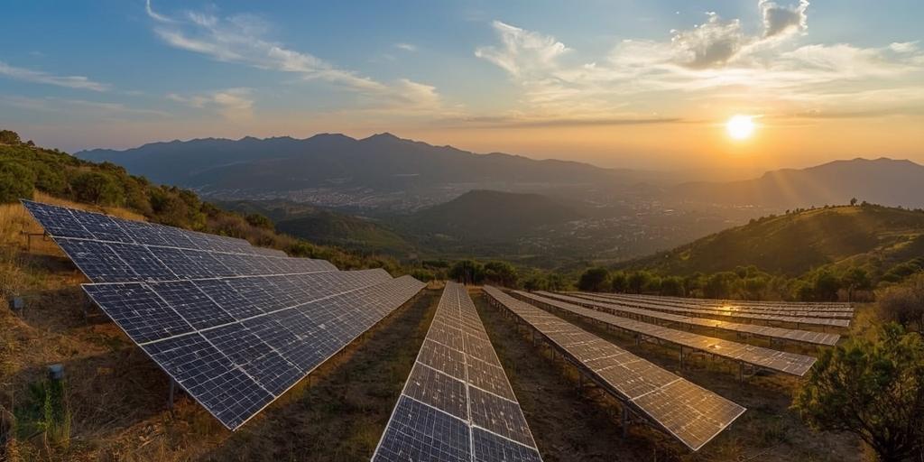 Large solar panel installation in Corsica, harnessing clean energy.